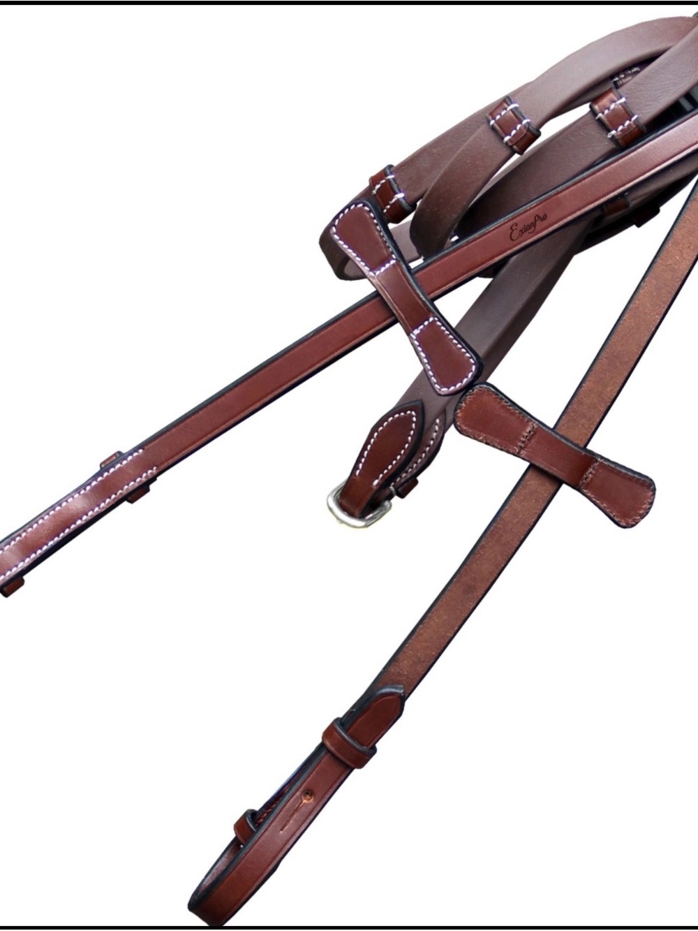 Exion plain rubber reins with 7 loops and martingale stoppers conker cob